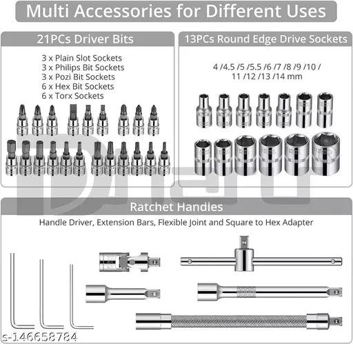 Tool Kit Set - 46 in 1 Screw Driver Set & Wrench Tool Kit Automobile Motorcycle Tool Box - Springkart 