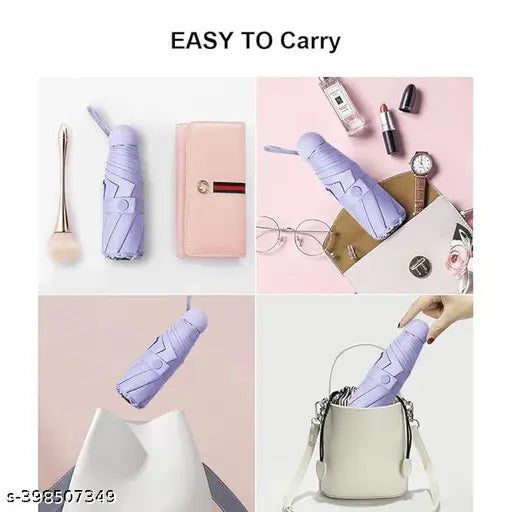 Mini Umbrella with Case for Men & Women (Manual Open) Compact Travelling Umbrella, Polyester & UV Protection Fabric for Summer/Anti-Slip Handle- 6 Frame - Springkart 