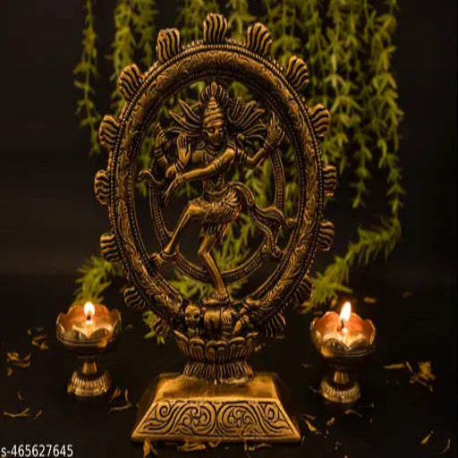 Gold Finished Dancing Natraj |Shiva Brass God Idol Statue Showpiece for Home