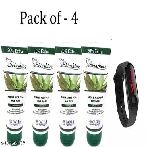 Skinshine Neem Facewash & 1 LED Watch Free Pack of - 4 - Springkart 