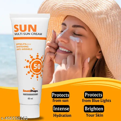 Smartdrops Sunscreen-SPF 50+PA+++ Whitening Anti-Wrinkle Sunscreen |(60ml) Pack Of 3 - Springkart 