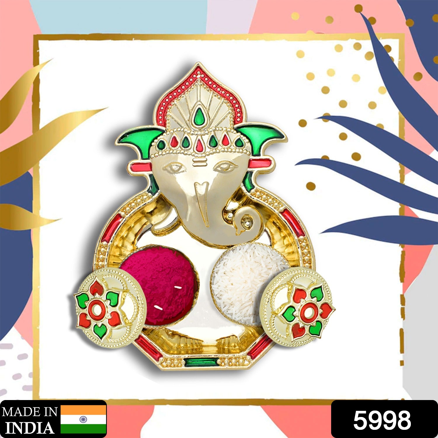 5998 Ganesha Shaped Haldi Kumkum Thali Holder Pooja Return Gift Indian Housewarming Gifts Shivratri Wedding Favor Navarathri Favors Baby Shower Janmashtami Rakasha Bandhan Special - Springkart 