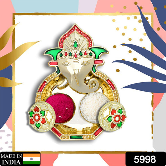 5998 Ganesha Shaped Haldi Kumkum Thali Holder Pooja Return Gift Indian Housewarming Gifts Shivratri Wedding Favor Navarathri Favors Baby Shower Janmashtami Rakasha Bandhan Special - Springkart 