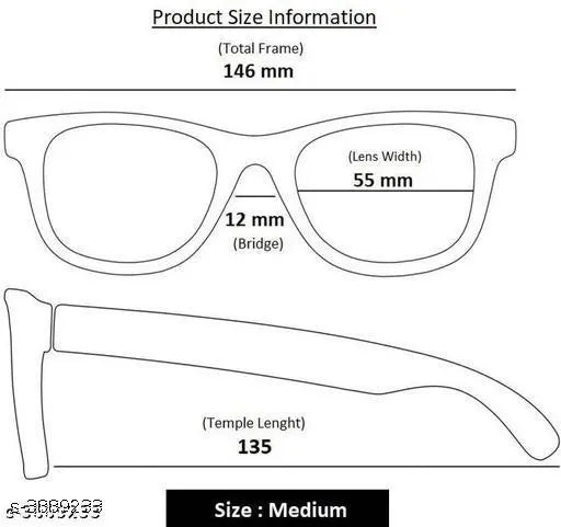 Unisex Men Black Fiber Wayfarer , UV Protected Sunglasses (Pack of 3) - Springkart 