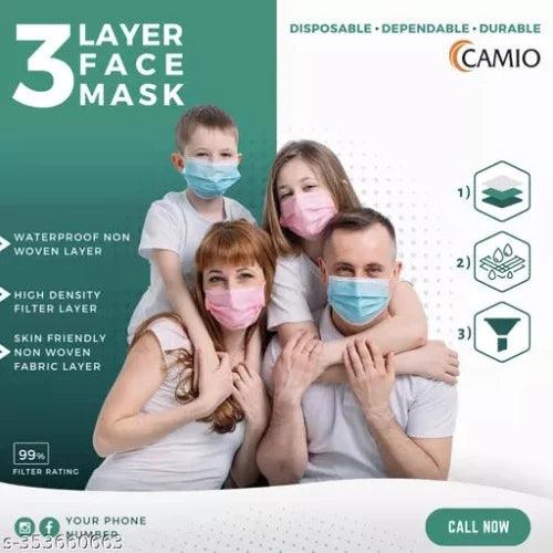 CAMIO Premium 3-Layer Surgical Masks (Pack of 100) - Springkart 