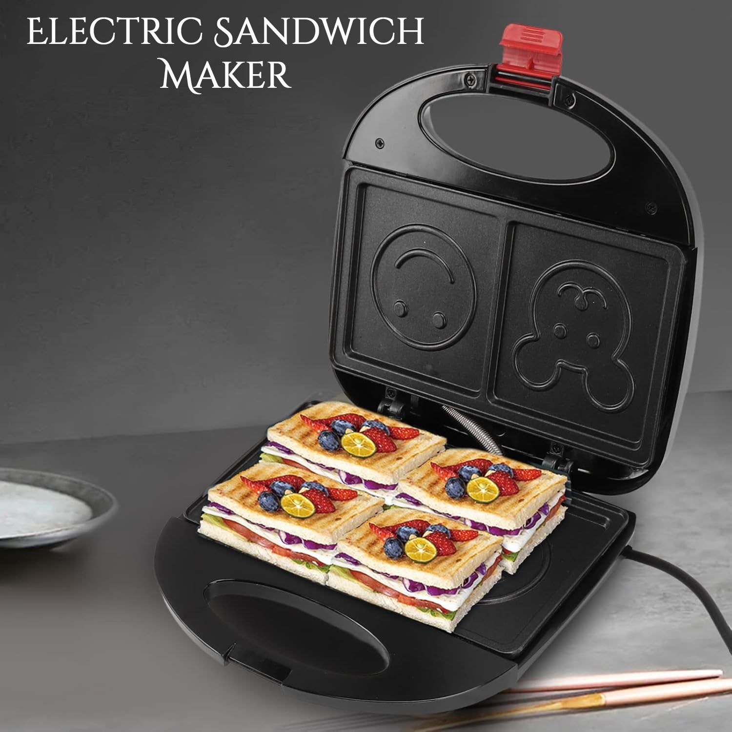 Double Sided Heating 750w Electric Sandwich Maker (1 Pc) - Springkart 