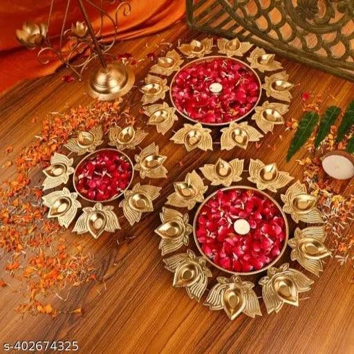 Lotus Decorative Urli Set Beautiful Handicrafted Bowl for Floating Flowers Set of 3pcs