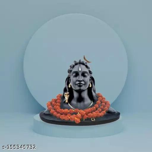 Adiyogi Rudraksha Mala Shiva Statue for Pooja & Gift, Mahadev Murti, Idol, Lord Adiyogi Shankara for Home & Office Decor (ADIYOGI JI in Black) - Springkart 