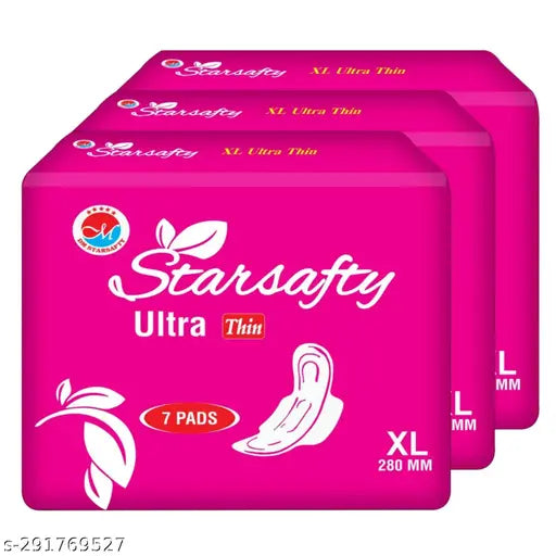 Starsafty Ultra Thin  With Wings 280MM  XL-21 pads (pack off)-3 All Night Protection With Wings Extra Long Sanitary pads for women Fabric Best brands  Ladies napkin wear use Female Organic Period products