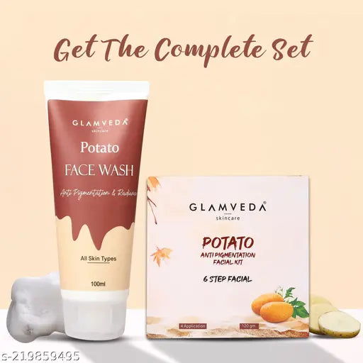 Glamveda Potato Anti Pigmentation Face wash - Reduces dark spots hyper-pigmentation & blemishes-No Paraben, SLS, silicone - All Skin Types - 100ml ( Pack of 2 )