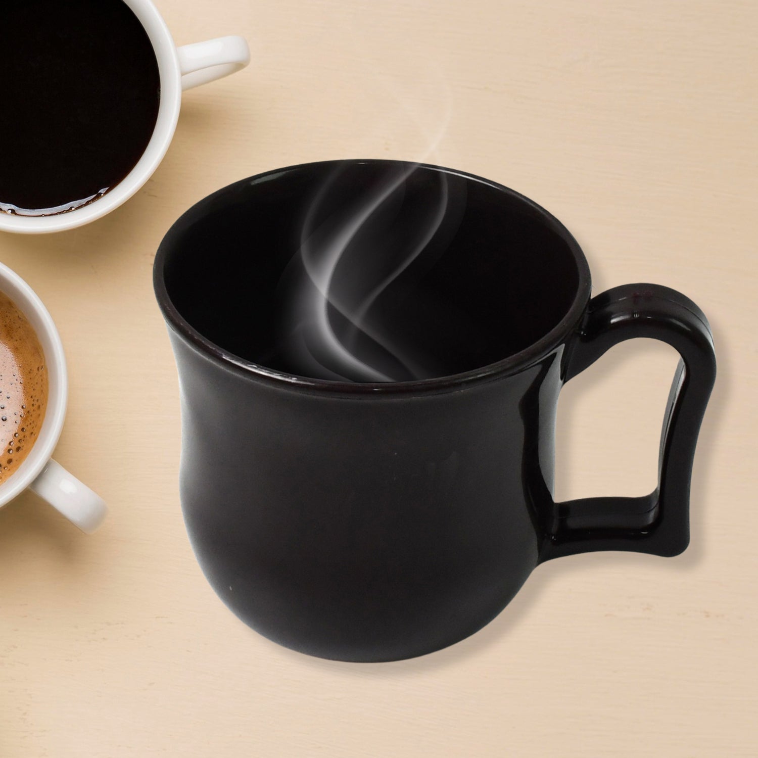 Premium Plastic Coffee Tea Cups Mug With Handle (1 Pc With Color Box Black) - Springkart 