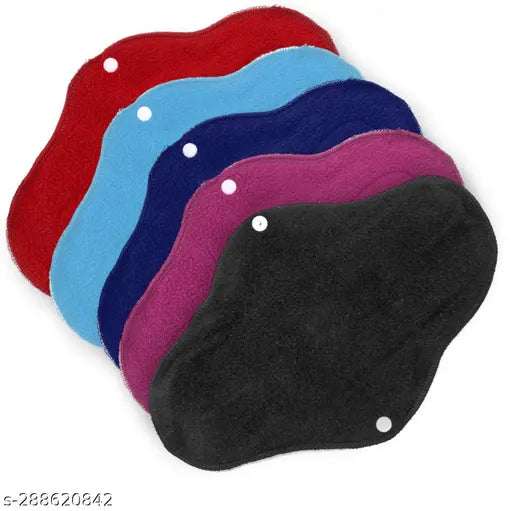 Reusable Cloth Period Pads for Heavy Flow Leakproof Overnight Protects,Large Sanitary Pads Set with Wings for Women,Washable Overnight Cloth Panty Liners Period Pads (Pack of 5, Sanitry Pad)