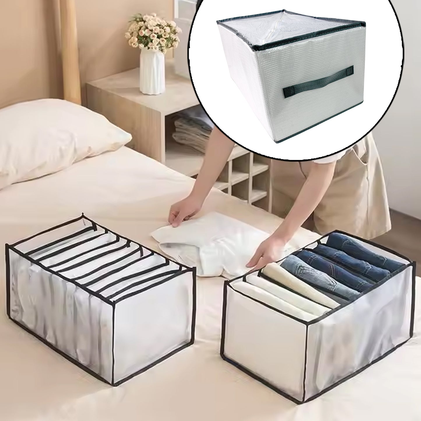 8 Compartment Storage Box Wardrobe Clothes Organizer (1 Pc)