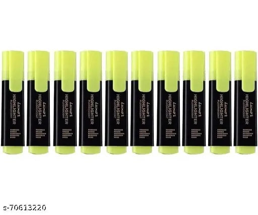 Luxor Highlighter | Textliner |- Pen Set -Yellow - Ink Color  (Pack Of 10 Pcs )