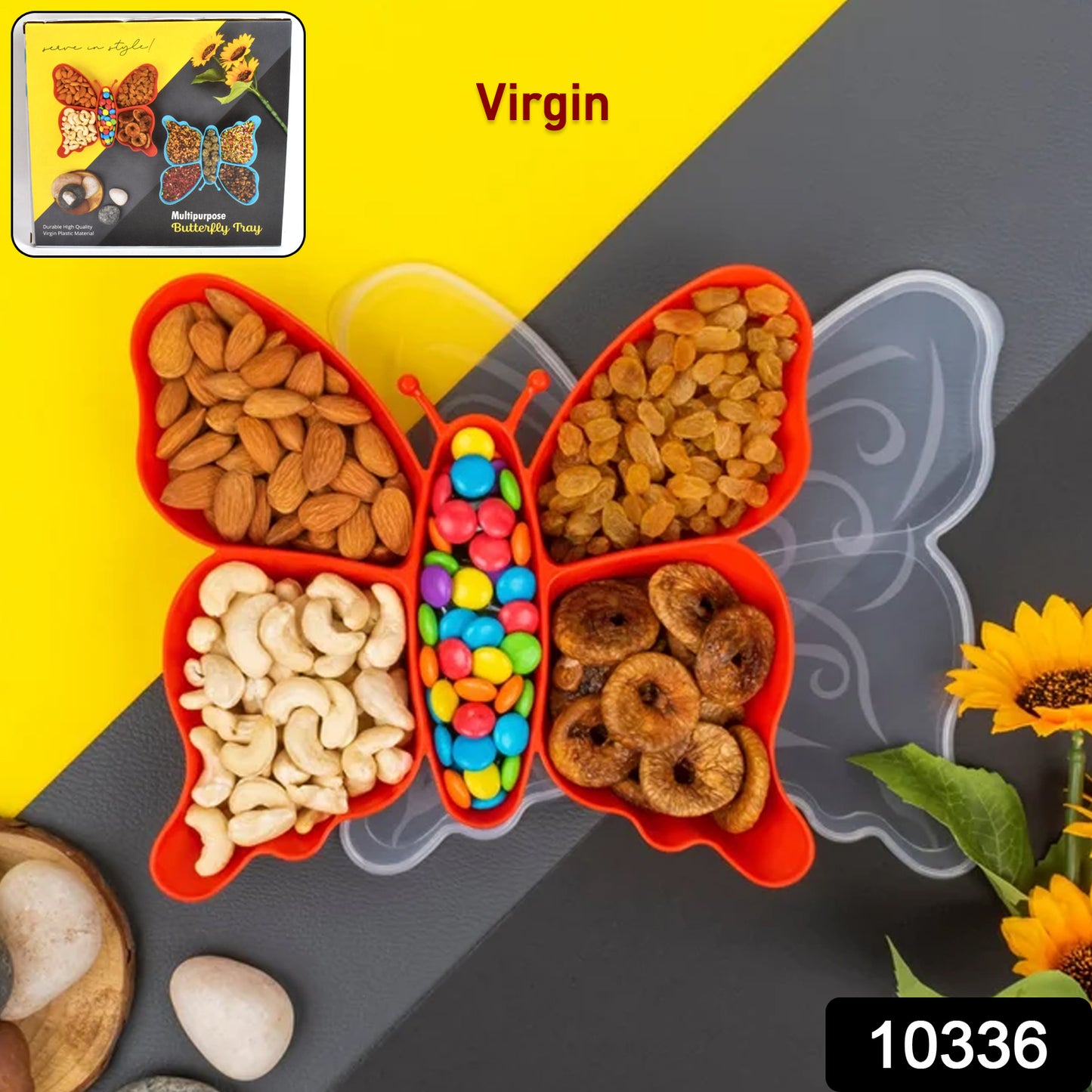 5 Compartment Multipurpose Butterfly Plastic Tray (1 Pc) - Springkart 