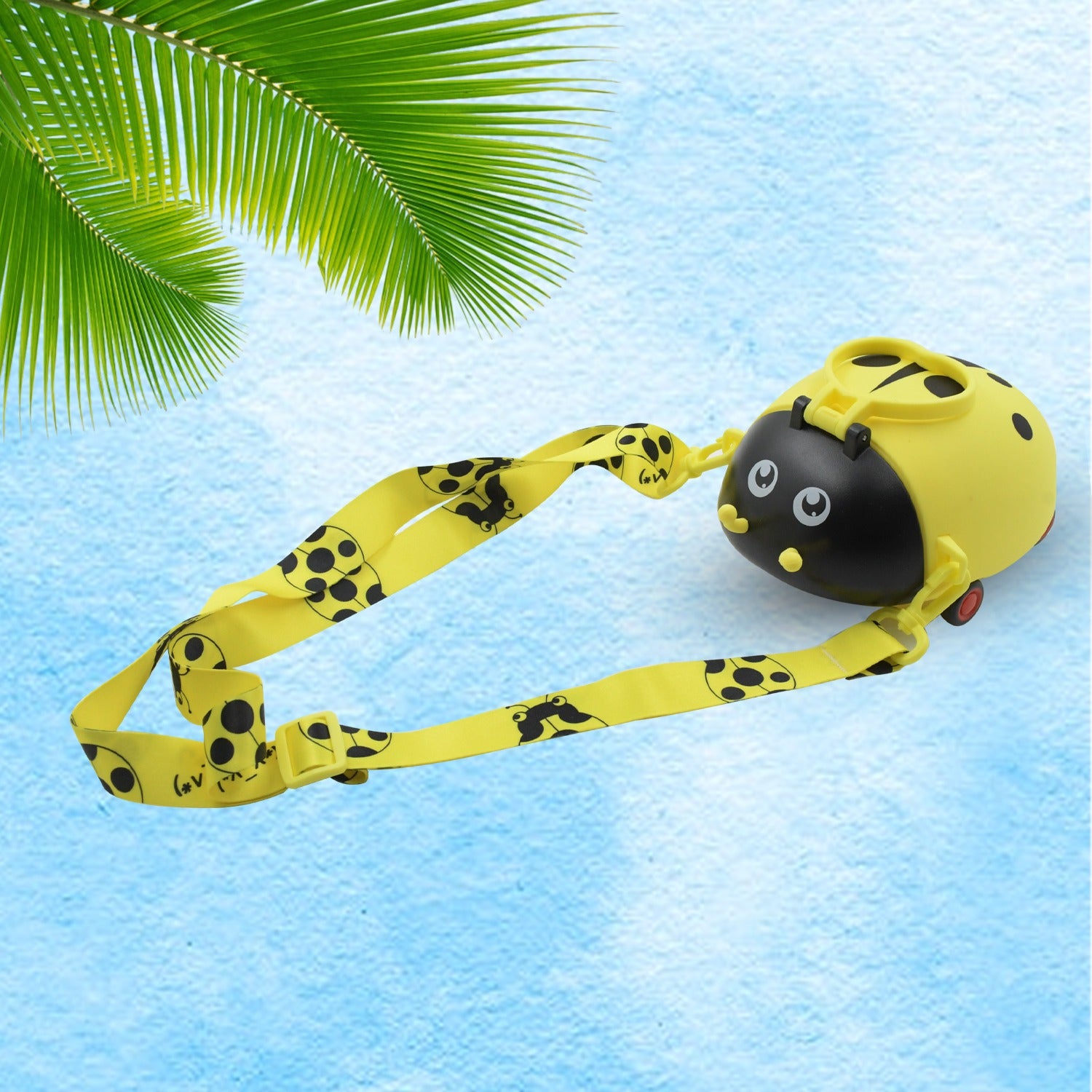 8822 Cute Plastic Bug Shape Water Bottle With Adjustable Shoulder Strap 4 Wheel Straw Portable Drinking Cup Water Bottle For Kids Water Bottle Return Gift For Kids Water Bottle With Straw School Kinds Water Bottle (1 Pc) - Springkart 