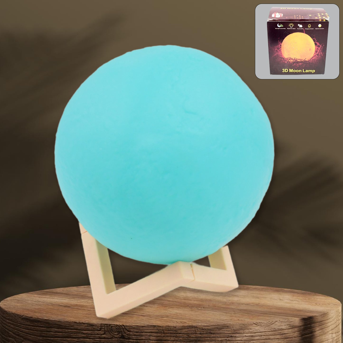 Moon Night Lamp Blue Color With Plastic Stand (15 X12 Cm 1 Pc) - Springkart 
