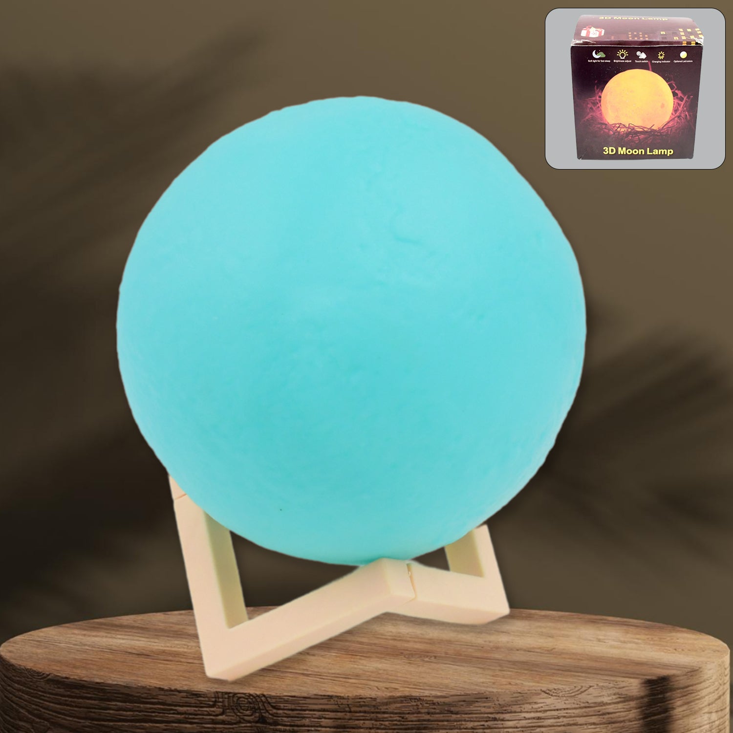 Moon Night Lamp Blue Color With Plastic Stand (15 X12 Cm 1 Pc) - Springkart 