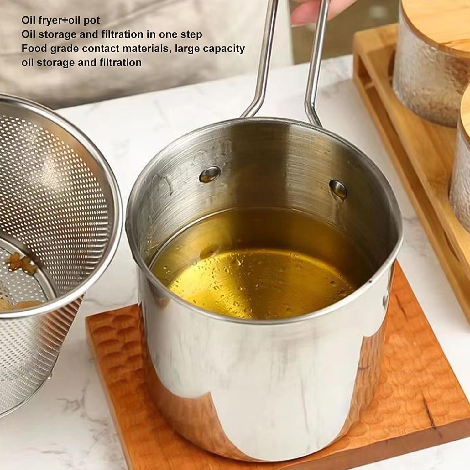 Small Deep Frying Pot With Strainer Basket (2 Pc Set) - Springkart 