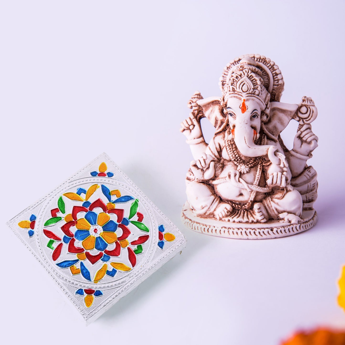 Handicraft Meenakari Wooden Chowki Puja Bajot For Home Office Decor For Puja Multicolour (1 Pc Set) - Springkart 