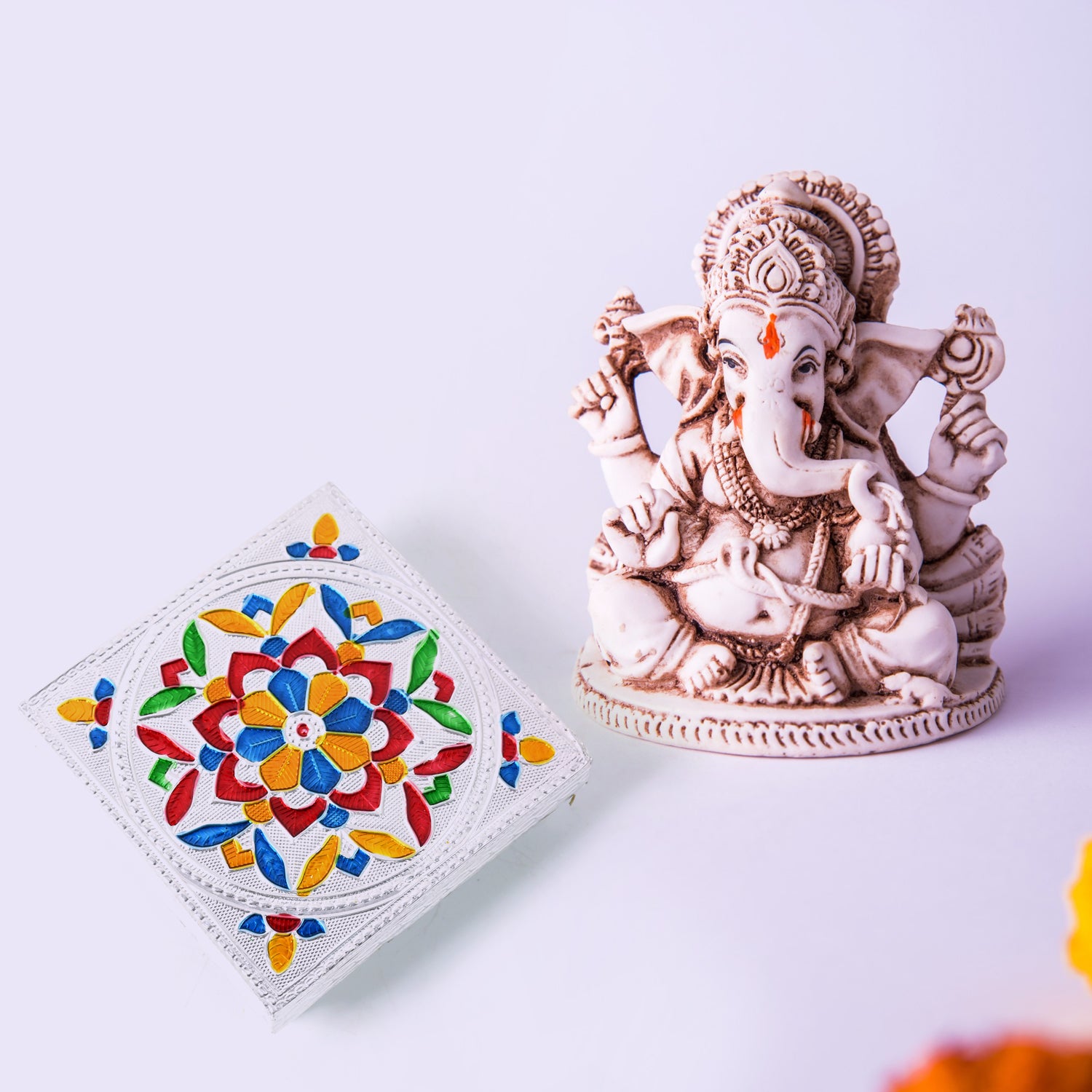 Handicraft Meenakari Wooden Chowki Puja Bajot For Home Office Decor For Puja Multicolour (1 Pc Set) - Springkart 