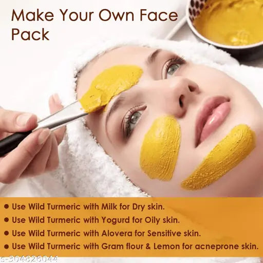 FORTUNATE Kasturi Turmeric Face Pack Powder 100gm/100% Natural And Pure/Kasturi Manjal/Amba Haldi/Jangli Haldi/Best For Face And Skin/Free Mitti Powder 100gm - Springkart 