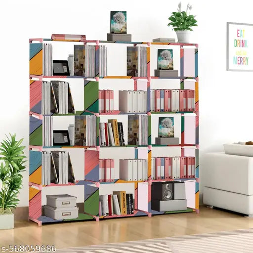 18 Shelf Book shelf Almirah - Foldable, Collapsible & Portable bookshelf, Showcase bookstand