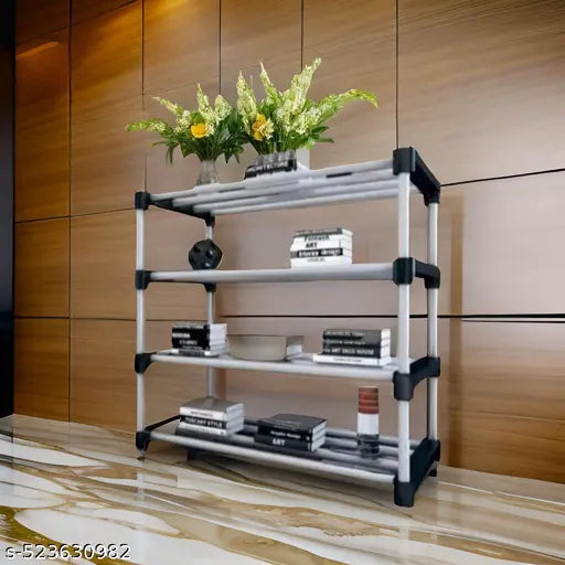 Black Plastic Pipe 4 layer rack multipurpose use for books