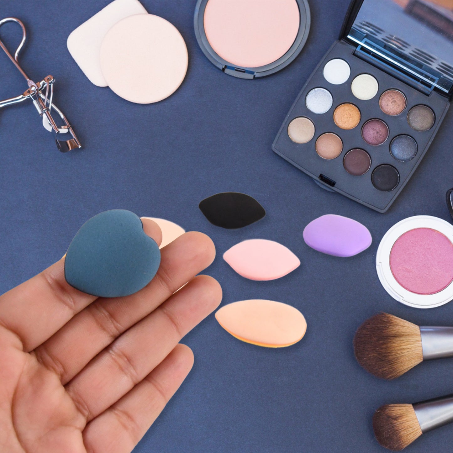 Mini Finger Makeup Powder Puff (Multicolour 8 Pcs Set) - Springkart 