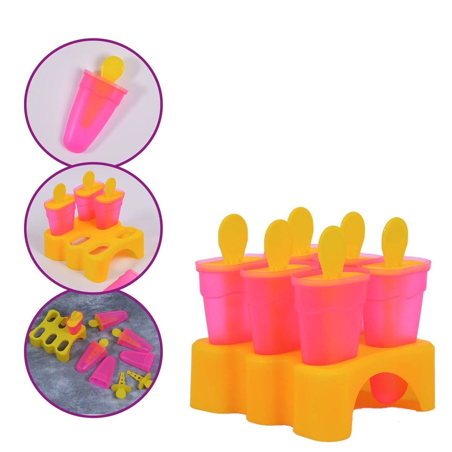 Kulfi Maker Moulds Set Plastic Homemade Kulfi Mould 6pcs Set For Freezer Use - Springkart 