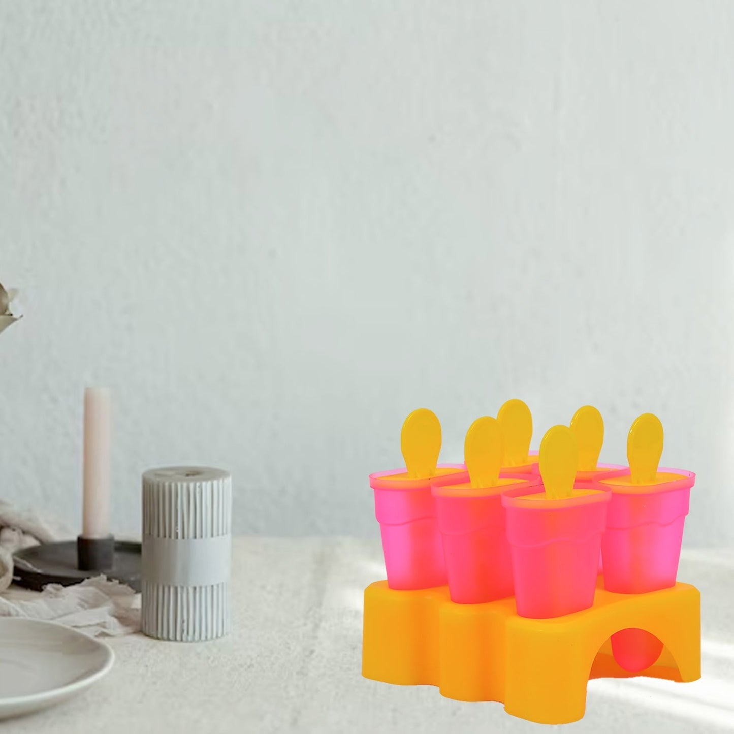 Kulfi Maker Moulds Set Plastic Homemade Kulfi Mould 6pcs Set For Freezer Use - Springkart 