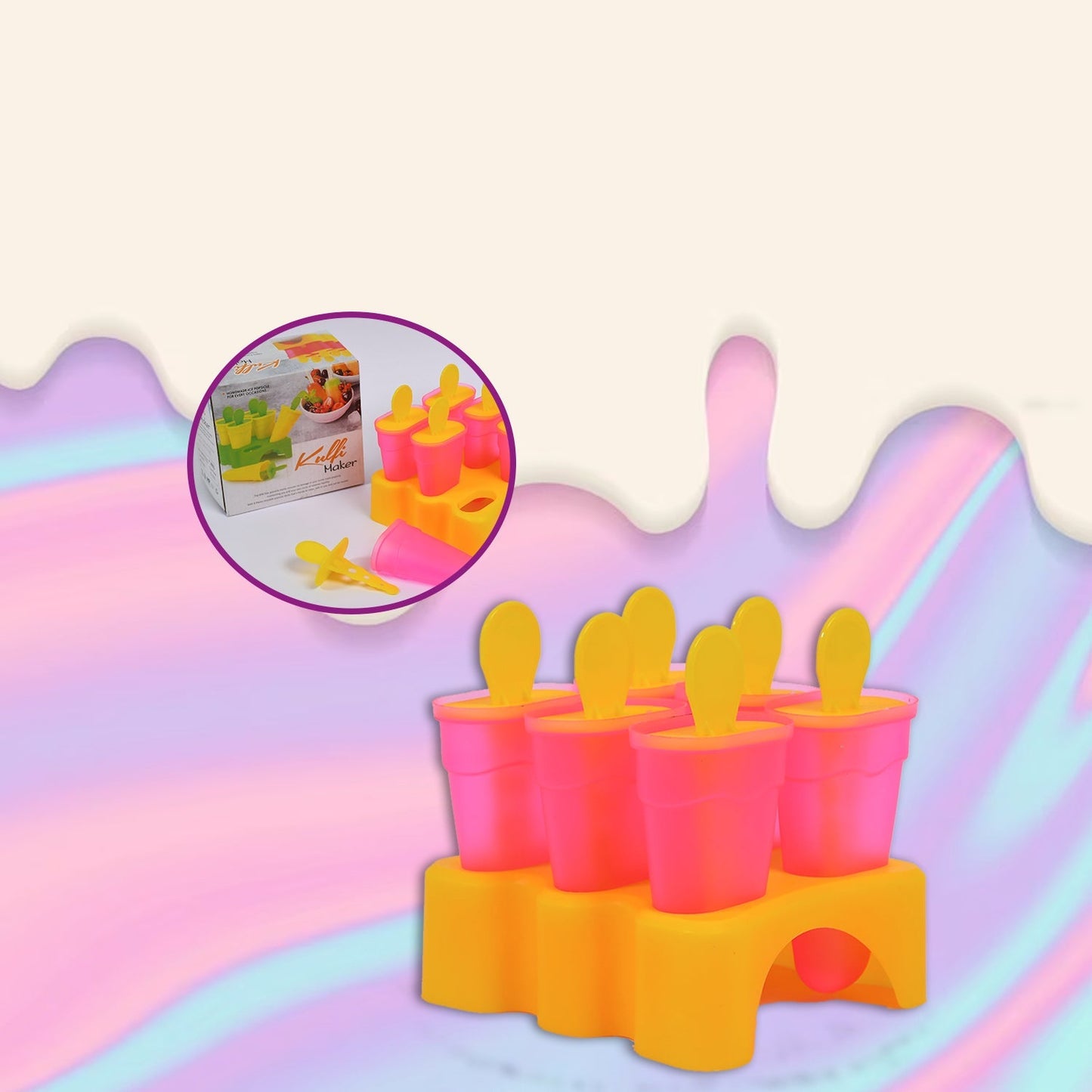 Kulfi Maker Moulds Set Plastic Homemade Kulfi Mould 6pcs Set For Freezer Use - Springkart 