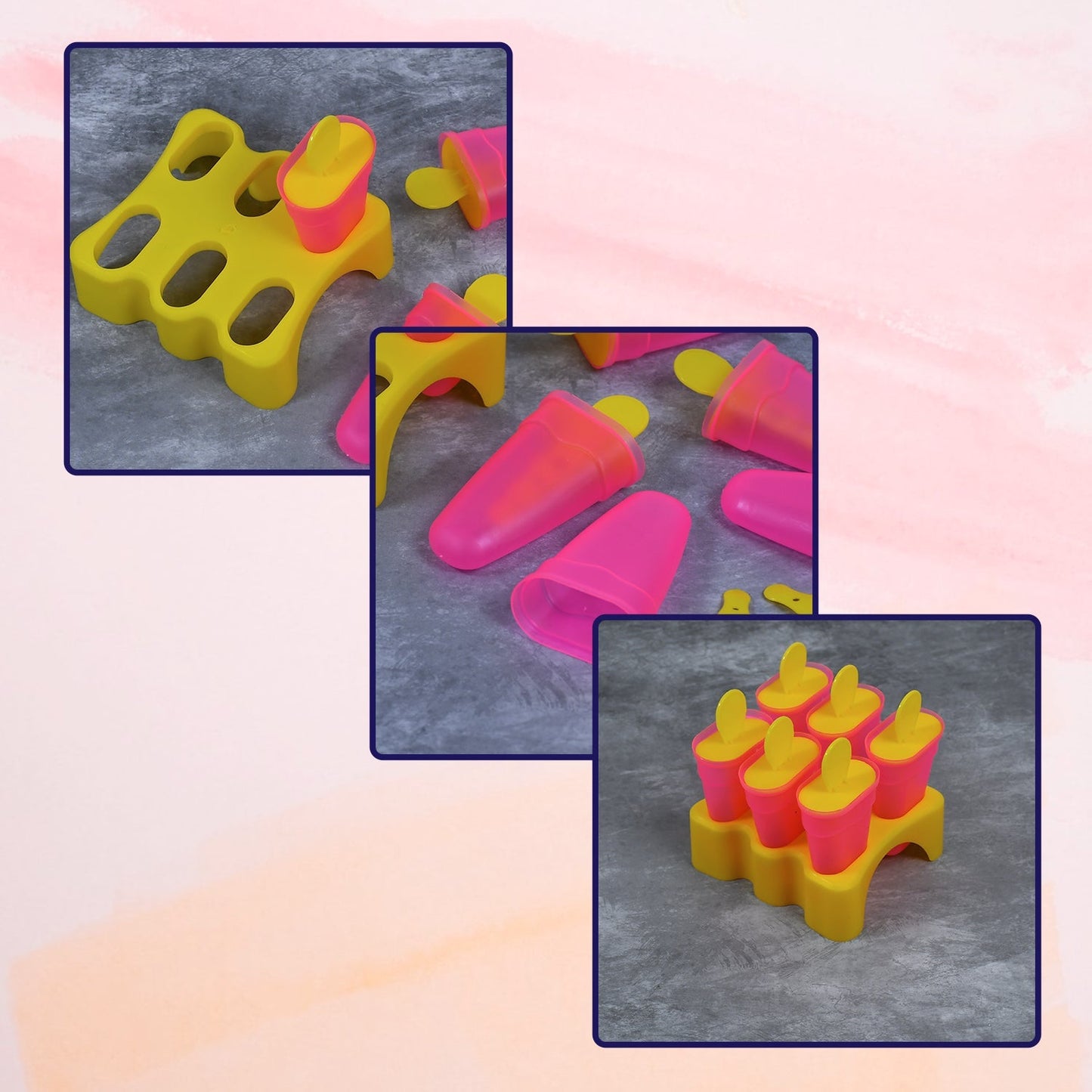 Kulfi Maker Moulds Set Plastic Homemade Kulfi Mould 6pcs Set For Freezer Use - Springkart 