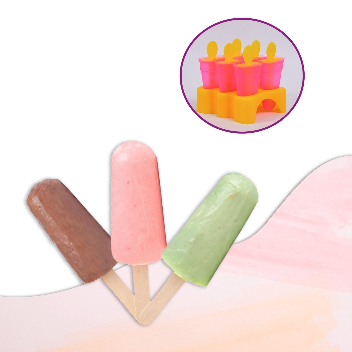 Kulfi Maker Moulds Set Plastic Homemade Kulfi Mould 6pcs Set For Freezer Use - Springkart 
