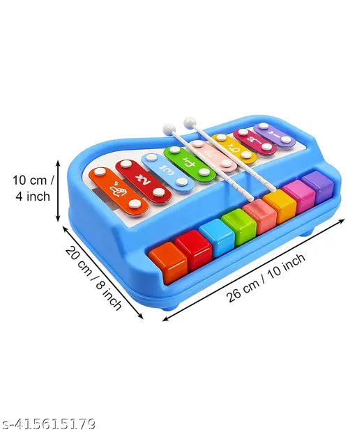 Xylophone Learning Toys Kids Educational Knock Playing 2 in 1 Colorful Plastic Percussion Piano Toy PACK OF 1