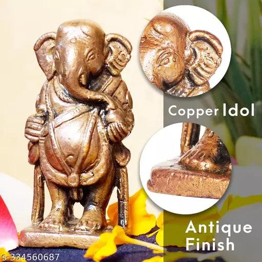 2.1 inches, Handmade Copper Yedmunji Ganesha Idol, 125 Grams,Pack of 1 Piece