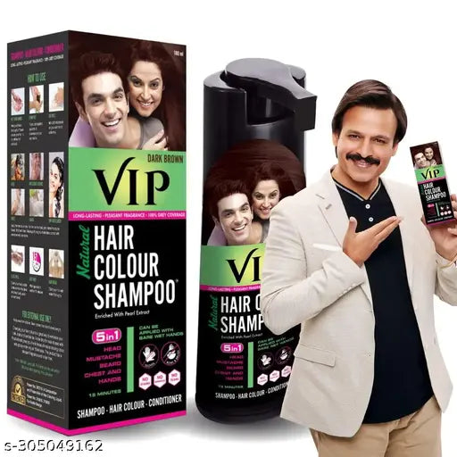 Natural Dark Brown Hair Colour Shampoo | 180 ml | Professional Salon Permanent Hair Color For Men and Women - Ammonia Free