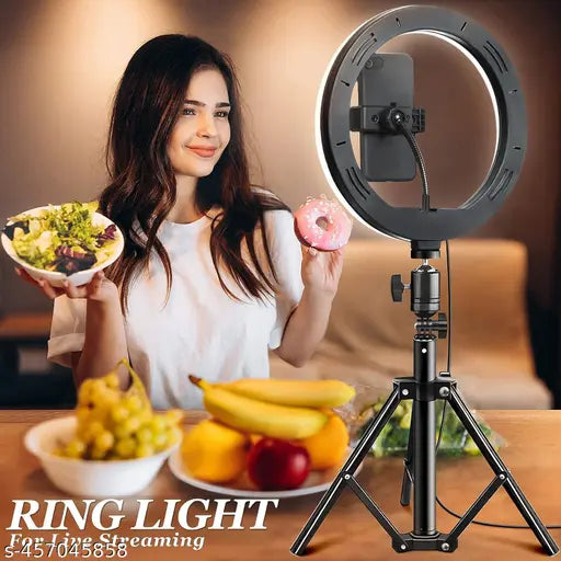 Combo of 10" Selfie Light with 6.9ft Tripod & Collar Mic for Your Personal and Professional Video Shoot