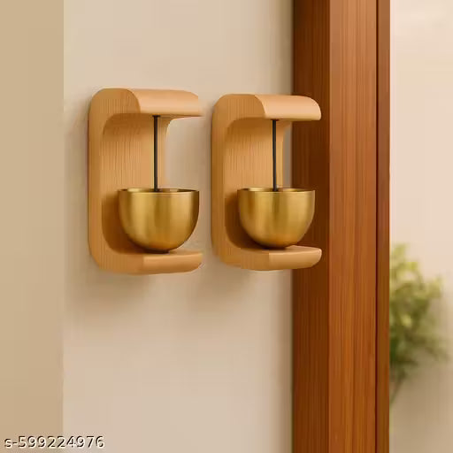 Pack of 2 Wood Door Bell Chime with Magnet, Store Decoration Multifunctional Bell