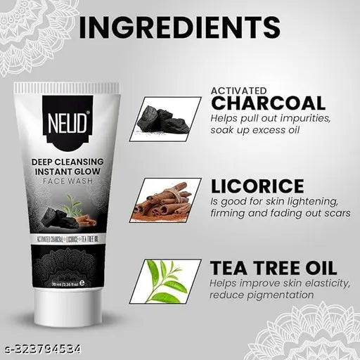 NEUD Deep Cleansing Instant Glow Face Wash for Men and Women - 1 Pack (70ml) - Springkart 