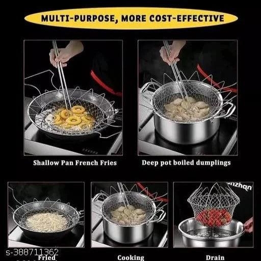 Chef Basket, Foldable Steam Rinse Deep Frying Basket, Stainless Steel - Springkart 