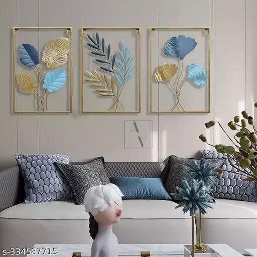 Metal Wall Decor Art Sculpture Set (Gingko Leaf)