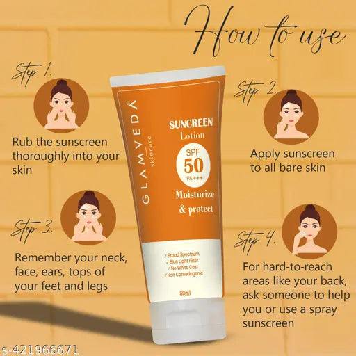 Glamveda Hybrid Sunscreen Lotion Spf 50 PA+++ | Moisturizing, Water and Sweat Resistant | Professional Ultra Soothing Sunscreen, Sun Screen Protector SPF 50, Sunscreen Lotion SPF 50 PA+++ for Glowing, Healthy, Nourished Skin, All Skin Types | Pack of 3 18