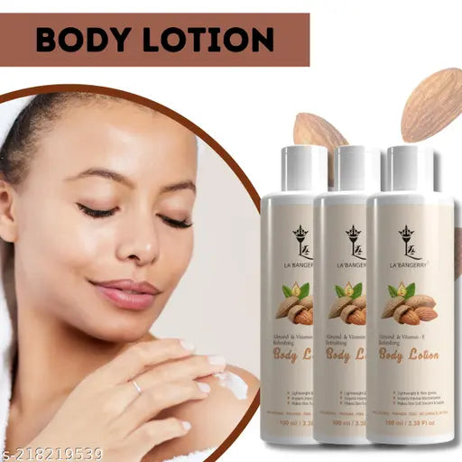 LA’BANGERRY Sunscreen Almond & Vitamin E Body Lotion Cream,Face Cream and Moisturizer For All Skin Types (For men and Women)100ml(pack of 3)