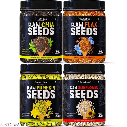 Raw and Mixed Seeds Chia, Flax, Pumpkin and Sunflower Seeds Combo for Eating -800GM - Springkart 