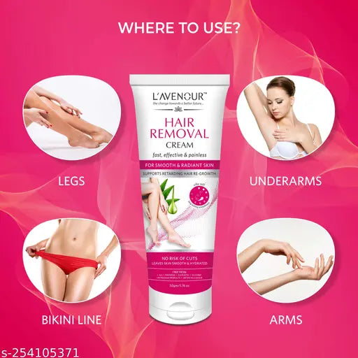 L'avenour Hair Removal Cream For Smooth & Radiant Skin - 50gm (Pack of 3)