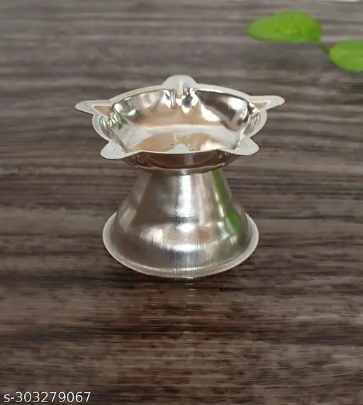 German Silver 5 Star Diya For Pooja -1.5"inch 50 Grams     Diwali Gift