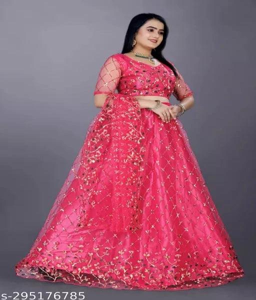 Stylish Designer Thread Lehenga With Heavy & Fancy Sequence Work With Worked Blouse(Unsttiched) DDRS - Springkart 