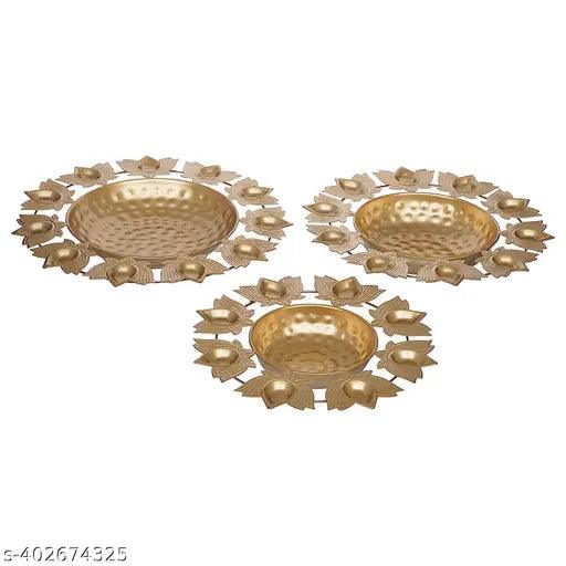 Lotus Decorative Urli Set Beautiful Handicrafted Bowl for Floating Flowers Set of 3pcs