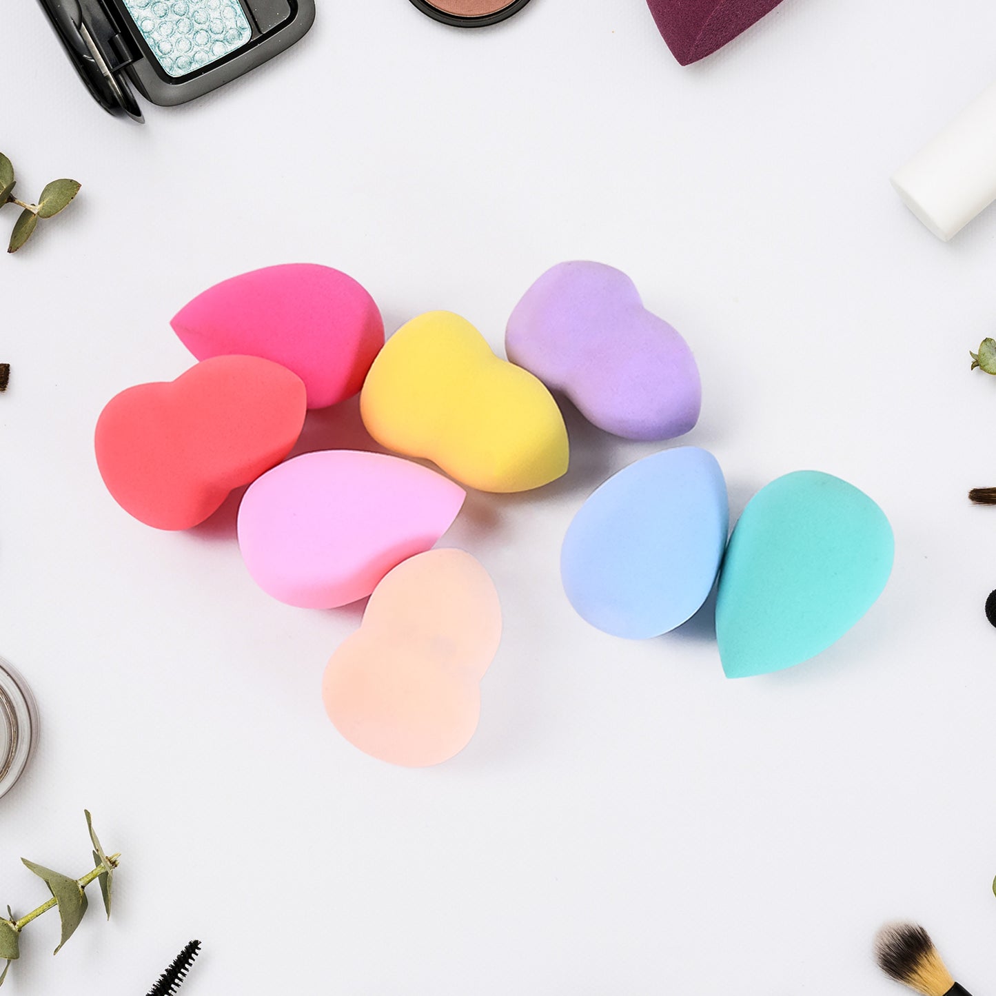 Makeup Beauty Powder Puff (8 Pcs Set With Case Mix Color) - Springkart 